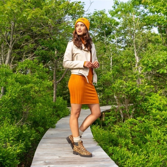 NWT Timberland London Square Leopard Print Calf Hair Mid Hiker Safari Boots - Picture 7 of 15